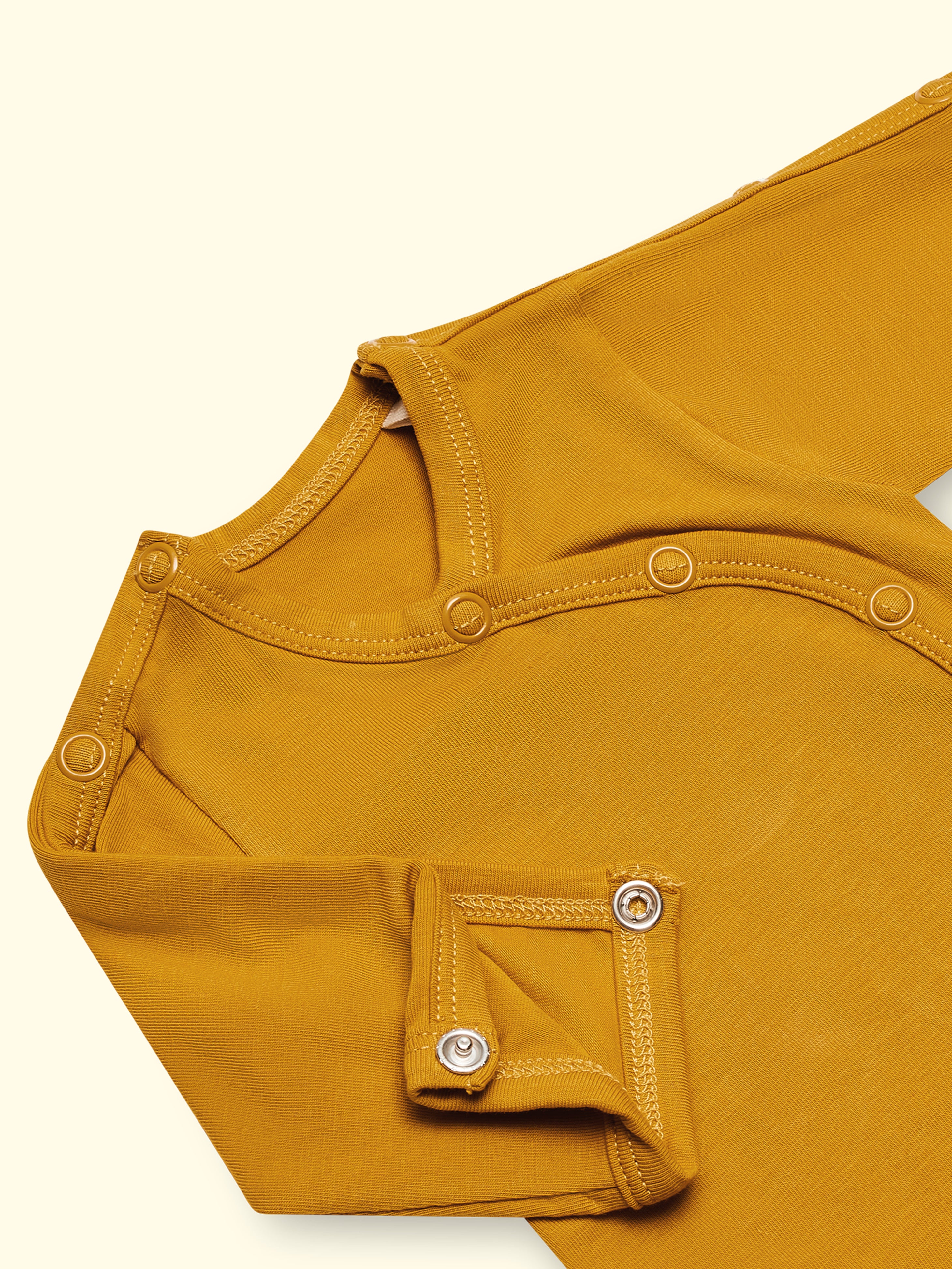 Adaptive bodysuit with sleeve opening for premature babies and babies - mustard yellow