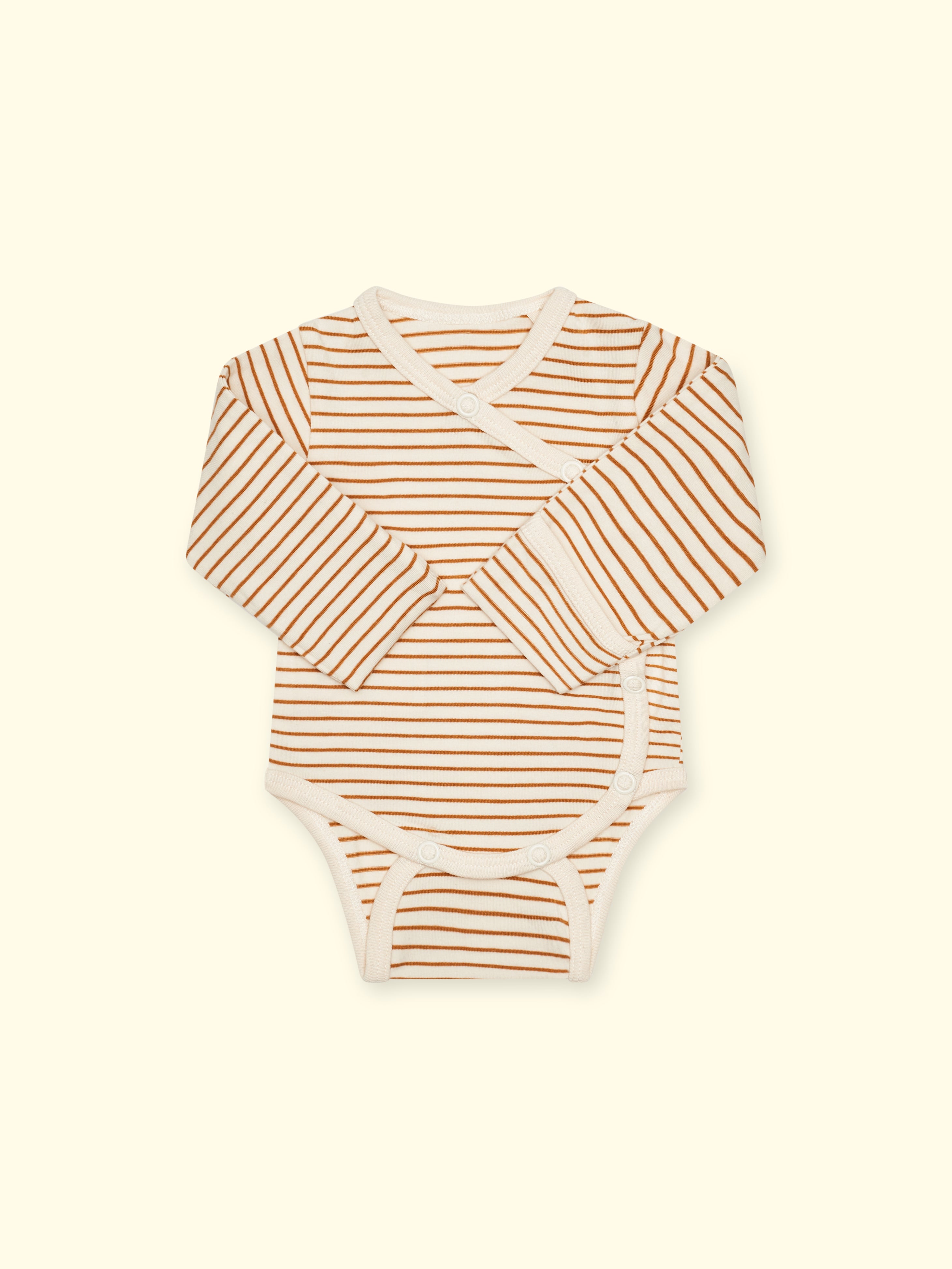 Adaptive bodysuit with scratch protection for premature babies and babies - cream/striped