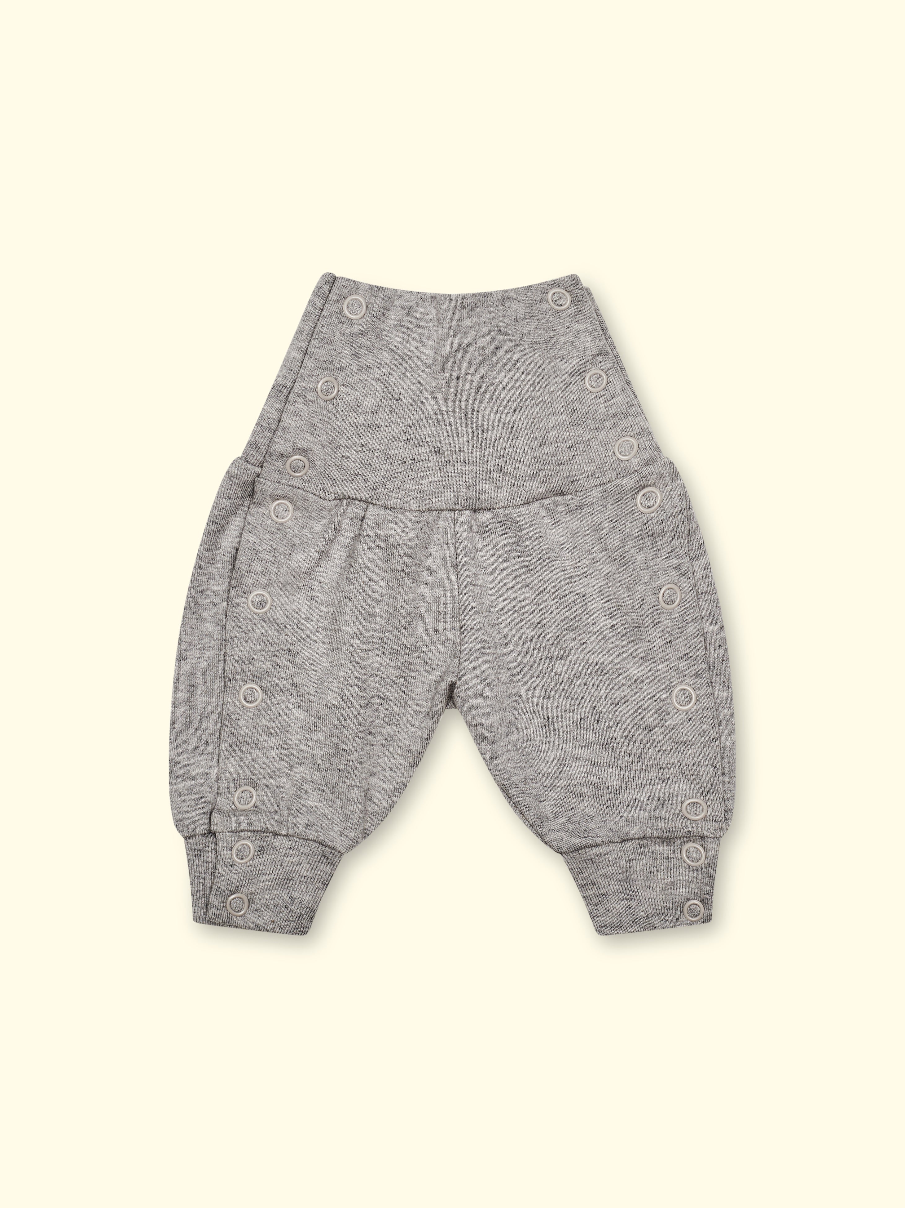 Jersey trousers for premature babies and babies with press studs - gray melange