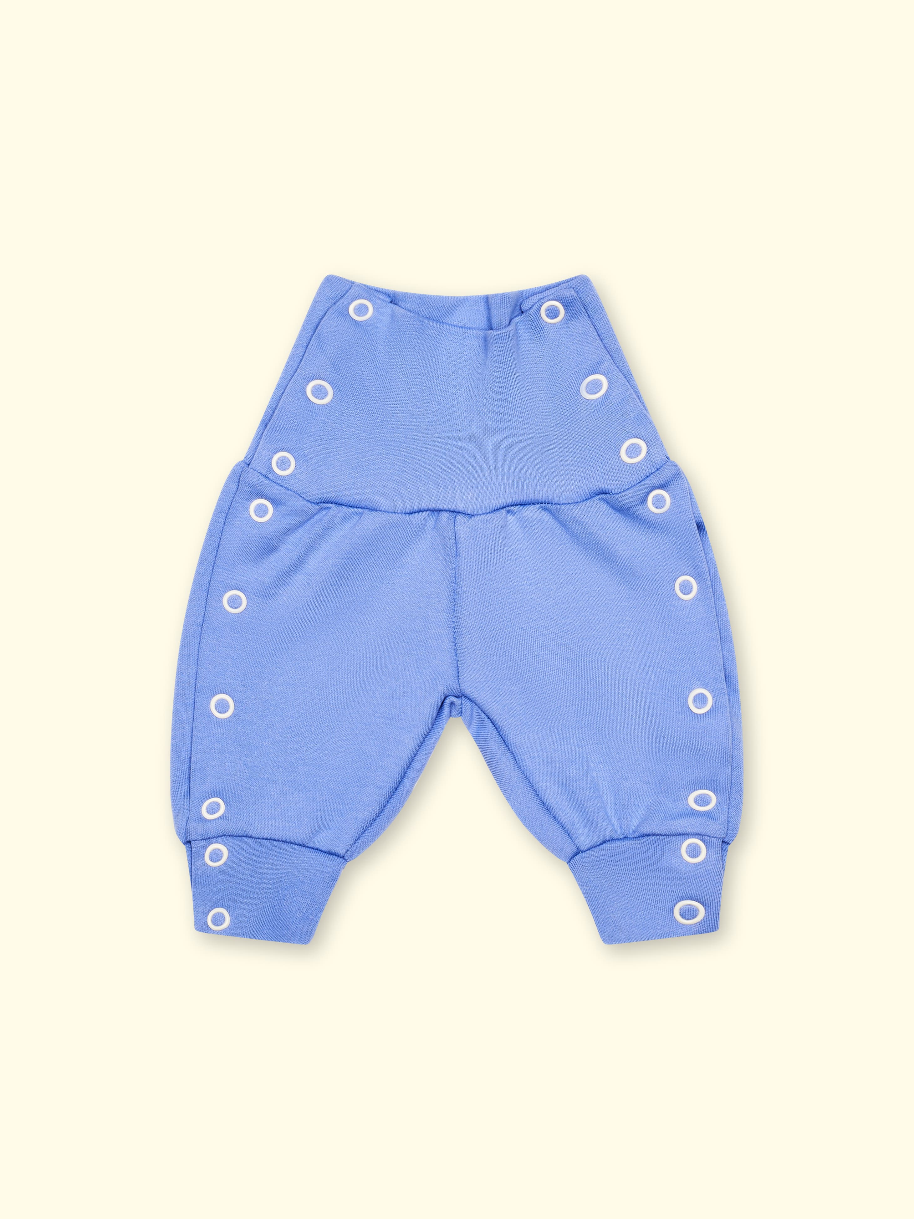 Jersey trousers for premature babies and babies with snap fasteners